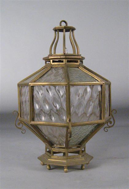 Brass and glass hanging lantern 4b788