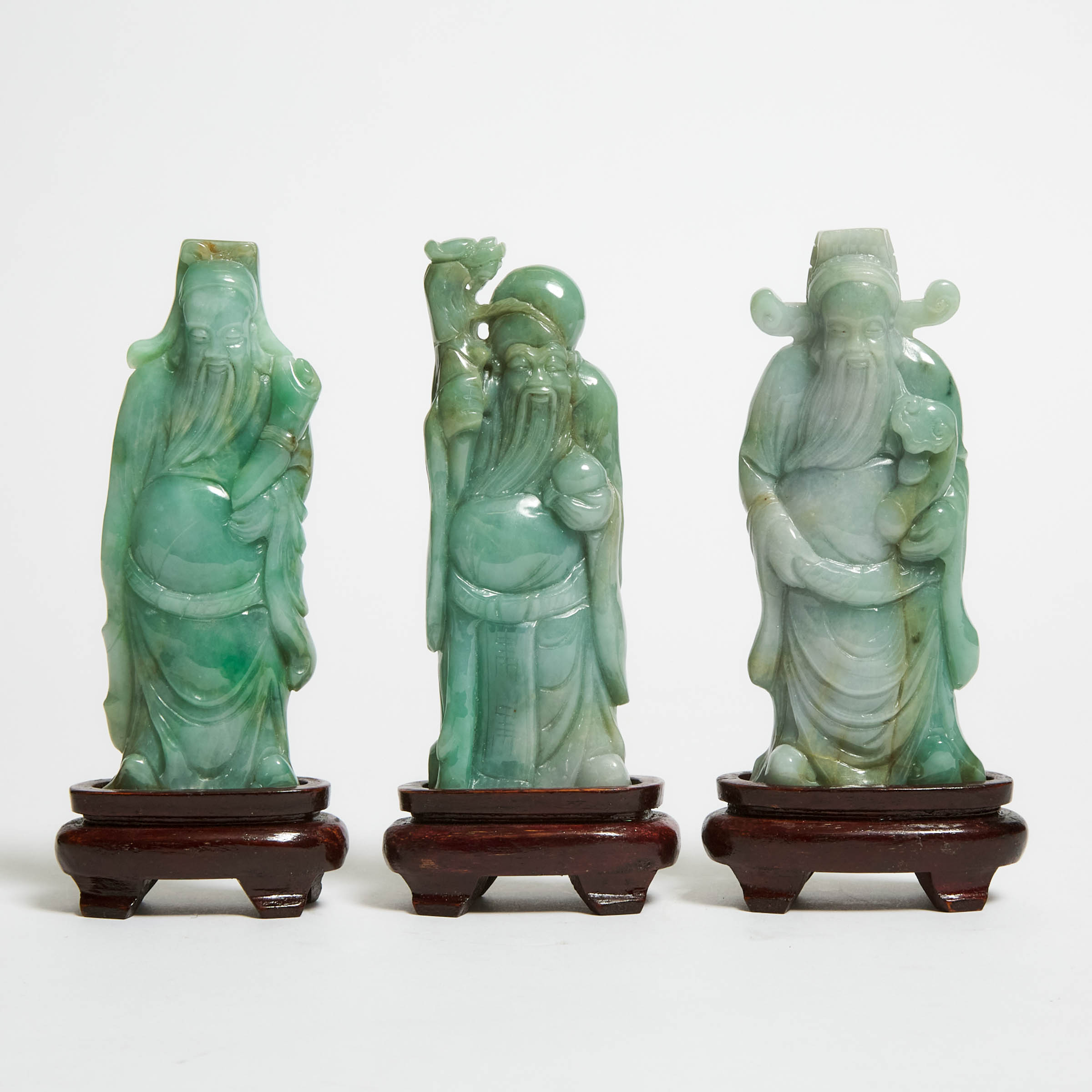 A Set of Three Jadeite Figures