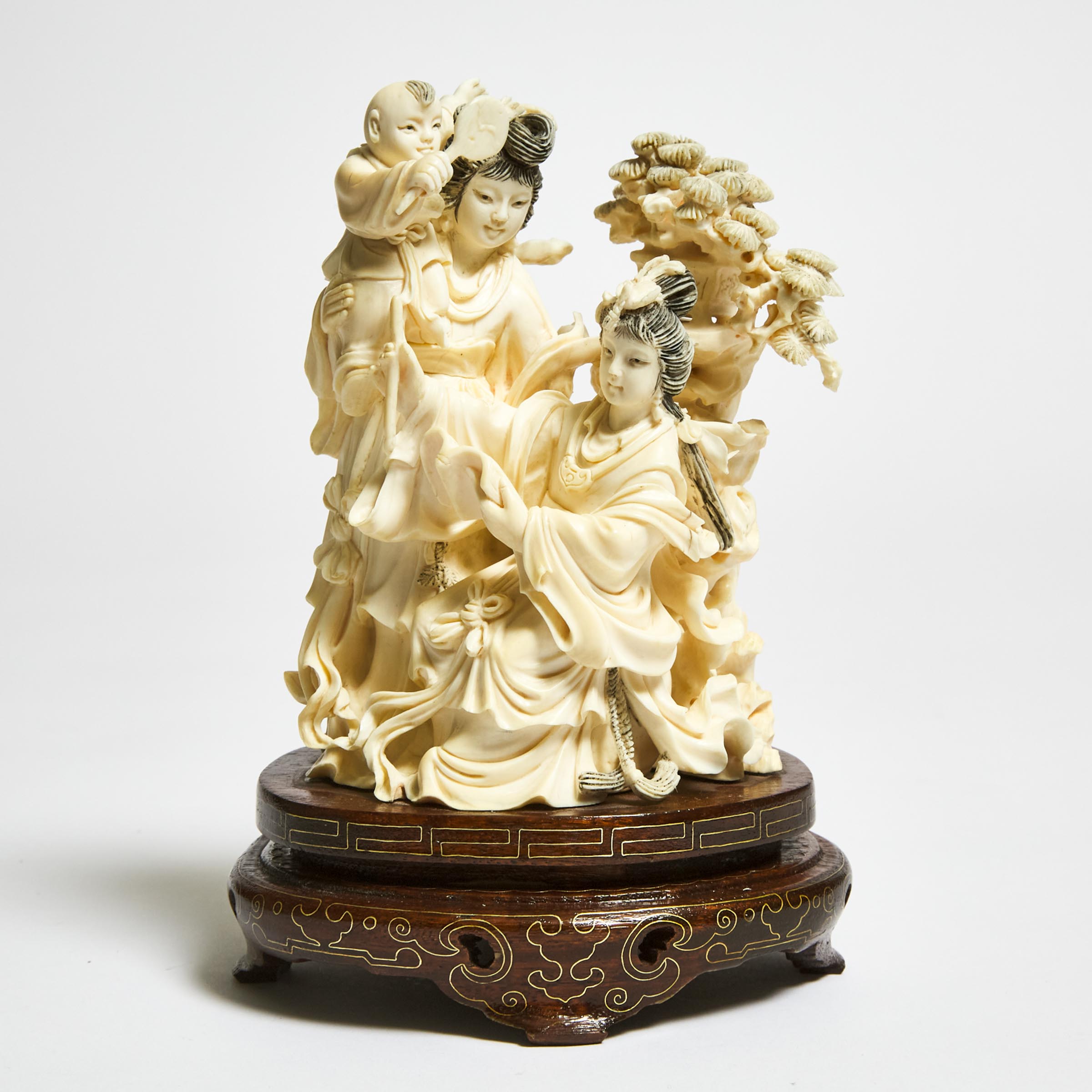 An Ivory Carving of Two Ladies