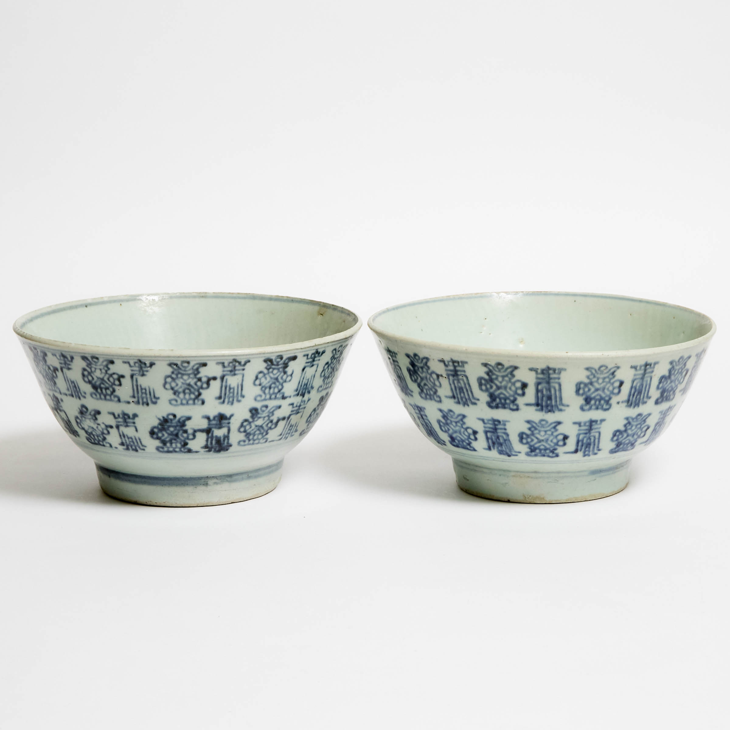 A Pair of Large Swatow Blue and