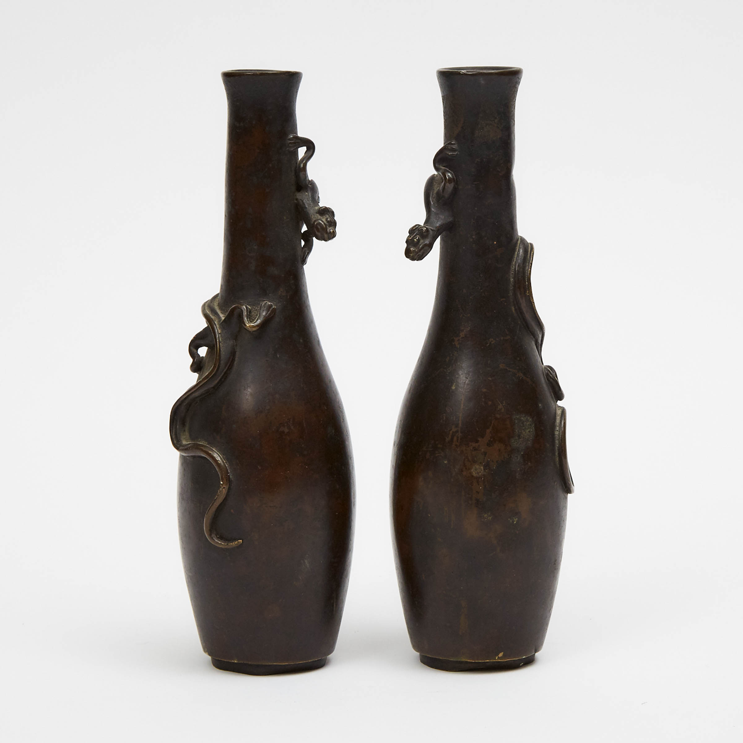 A Pair of Bronze 'Chilong' Vases,