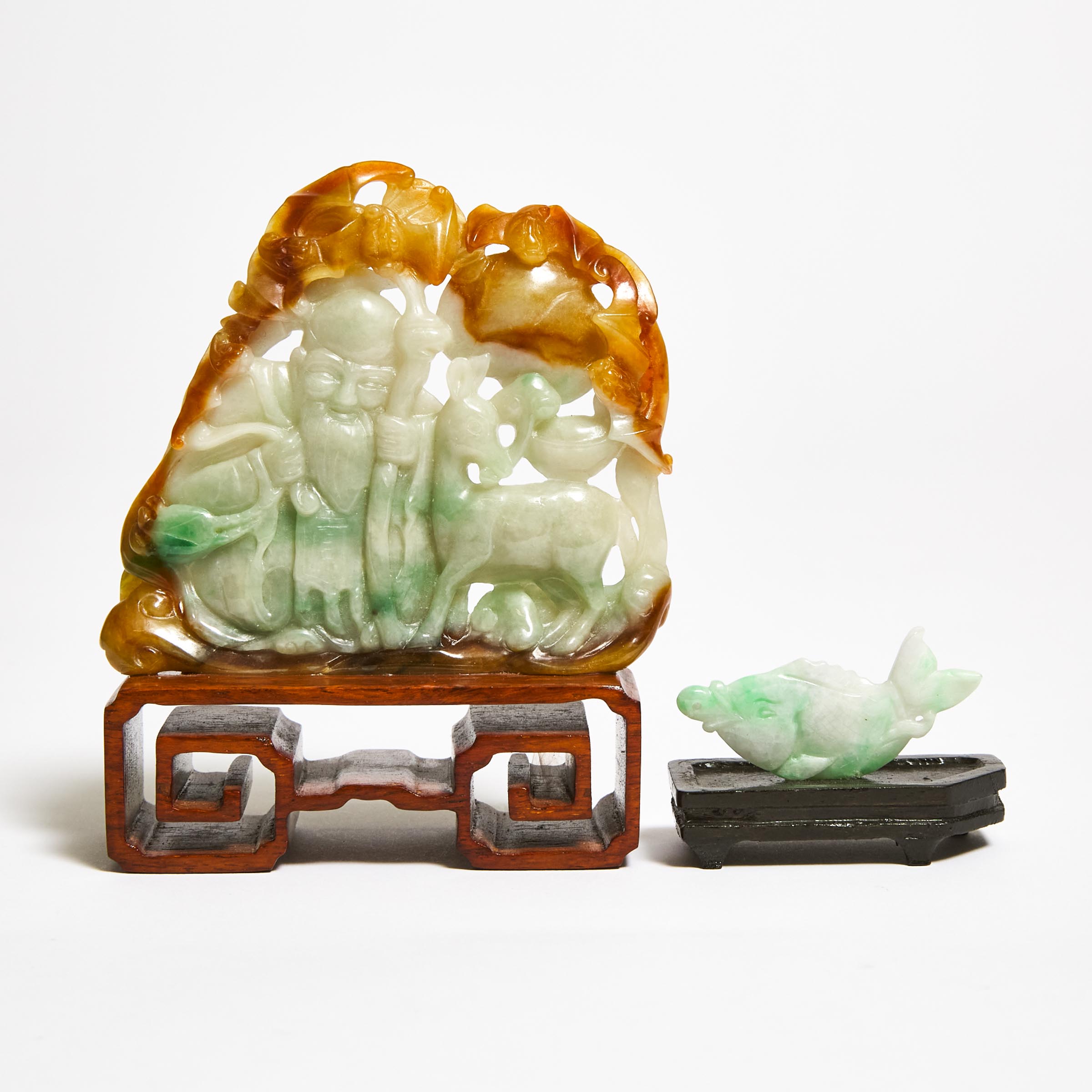 A Jadeite Carving of Shoulao Together 2f2ca0