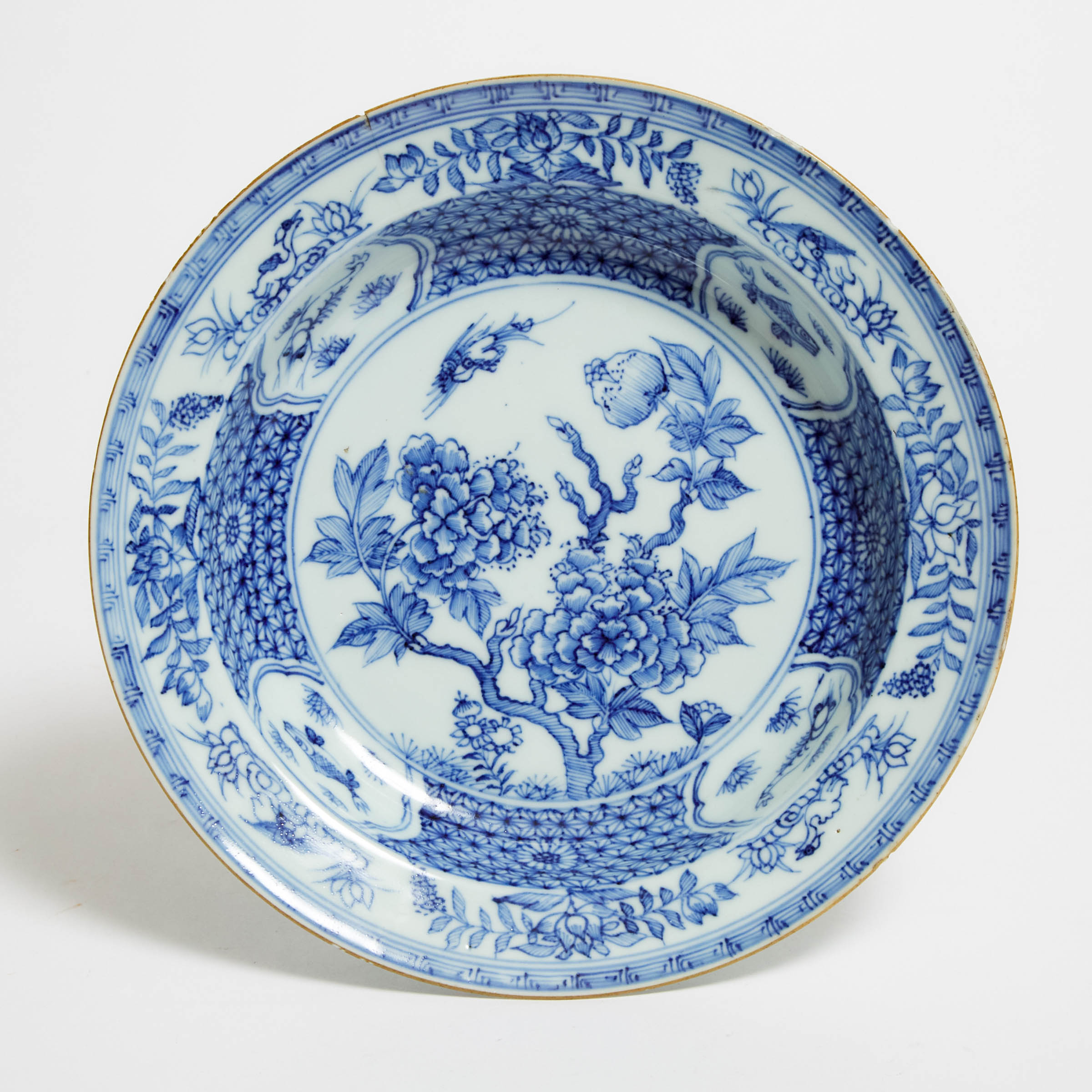 A Blue and White Peony Dish, 19th