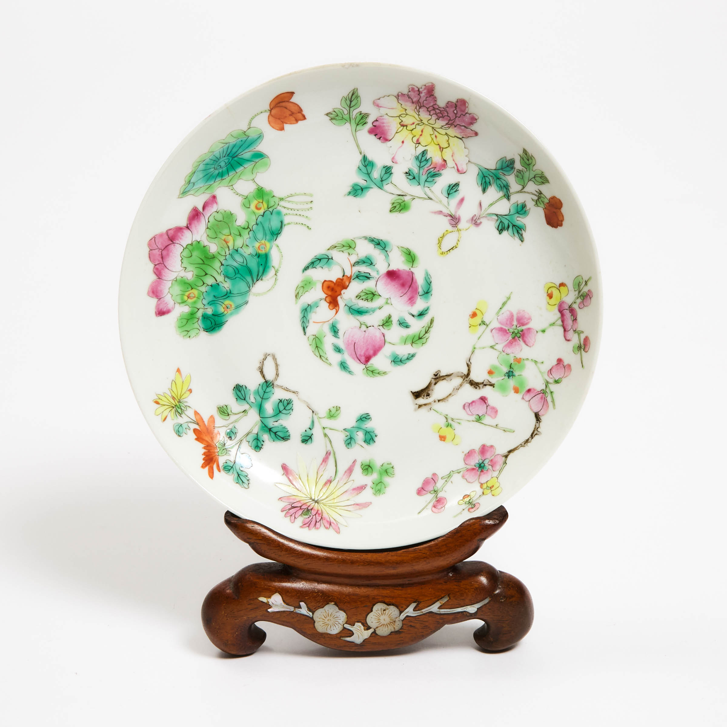 A Famille Rose 'Floral' Dish, Qing
