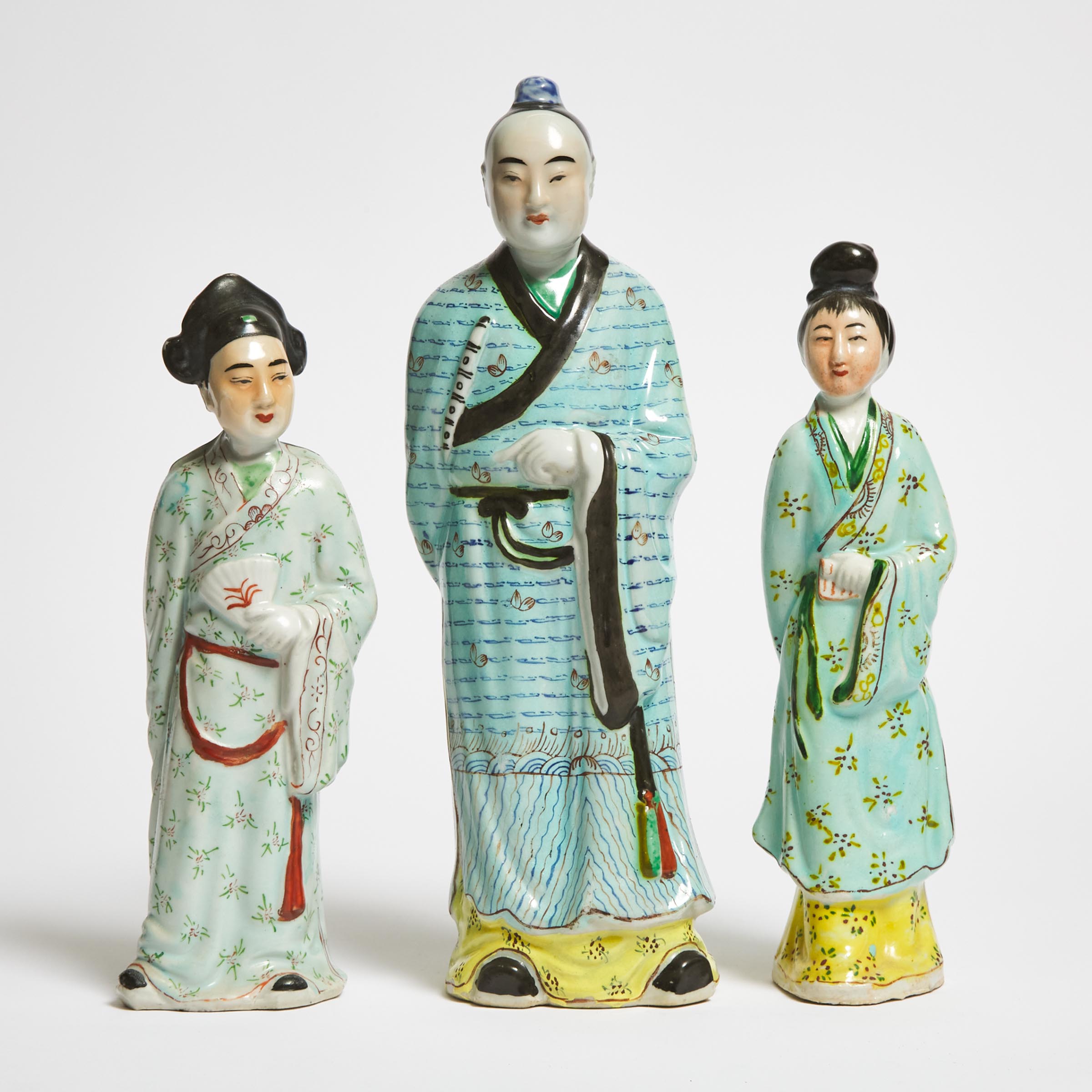 A Group of Three Enameled Porcelain