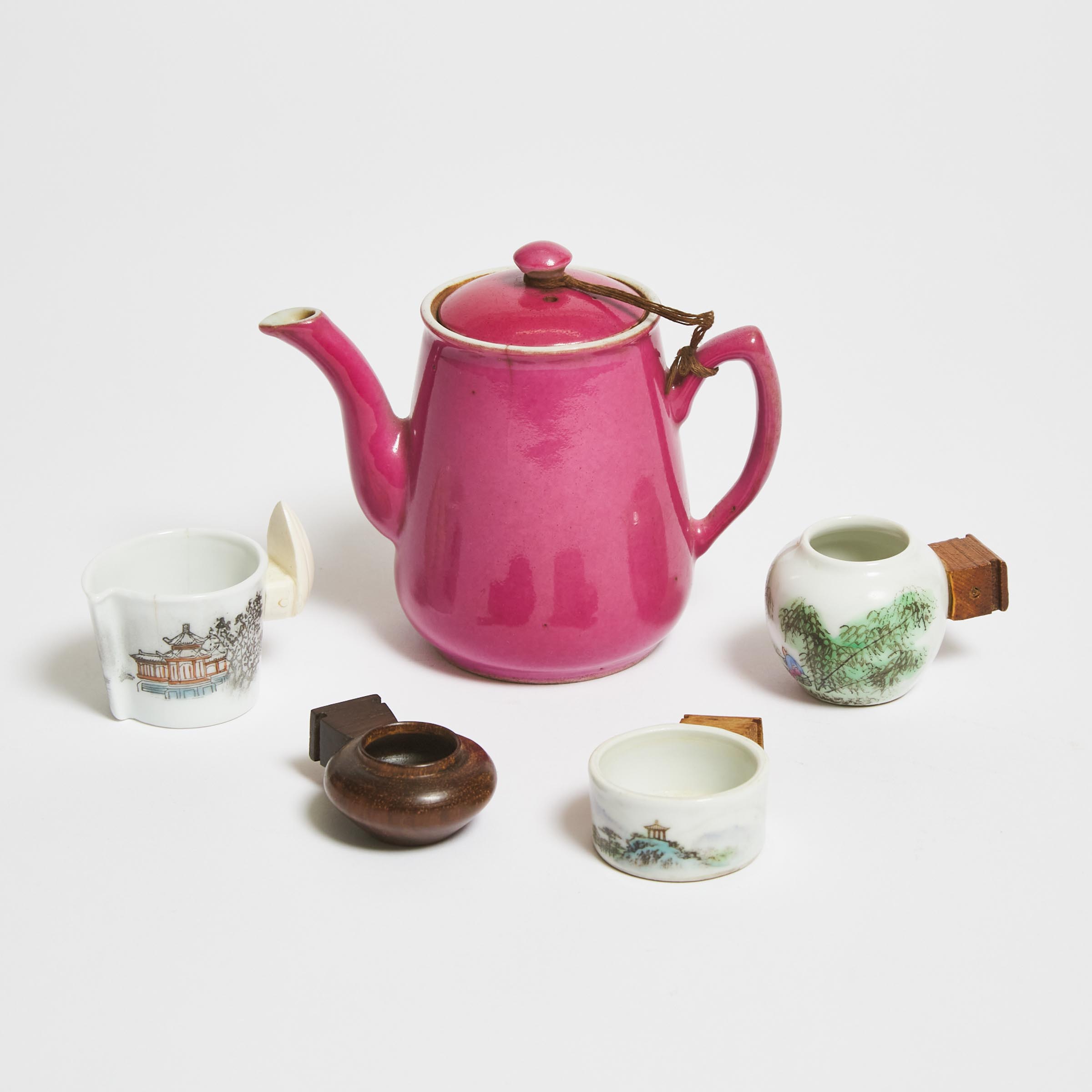 A Chinese Pink-Enameled Teapot, Together