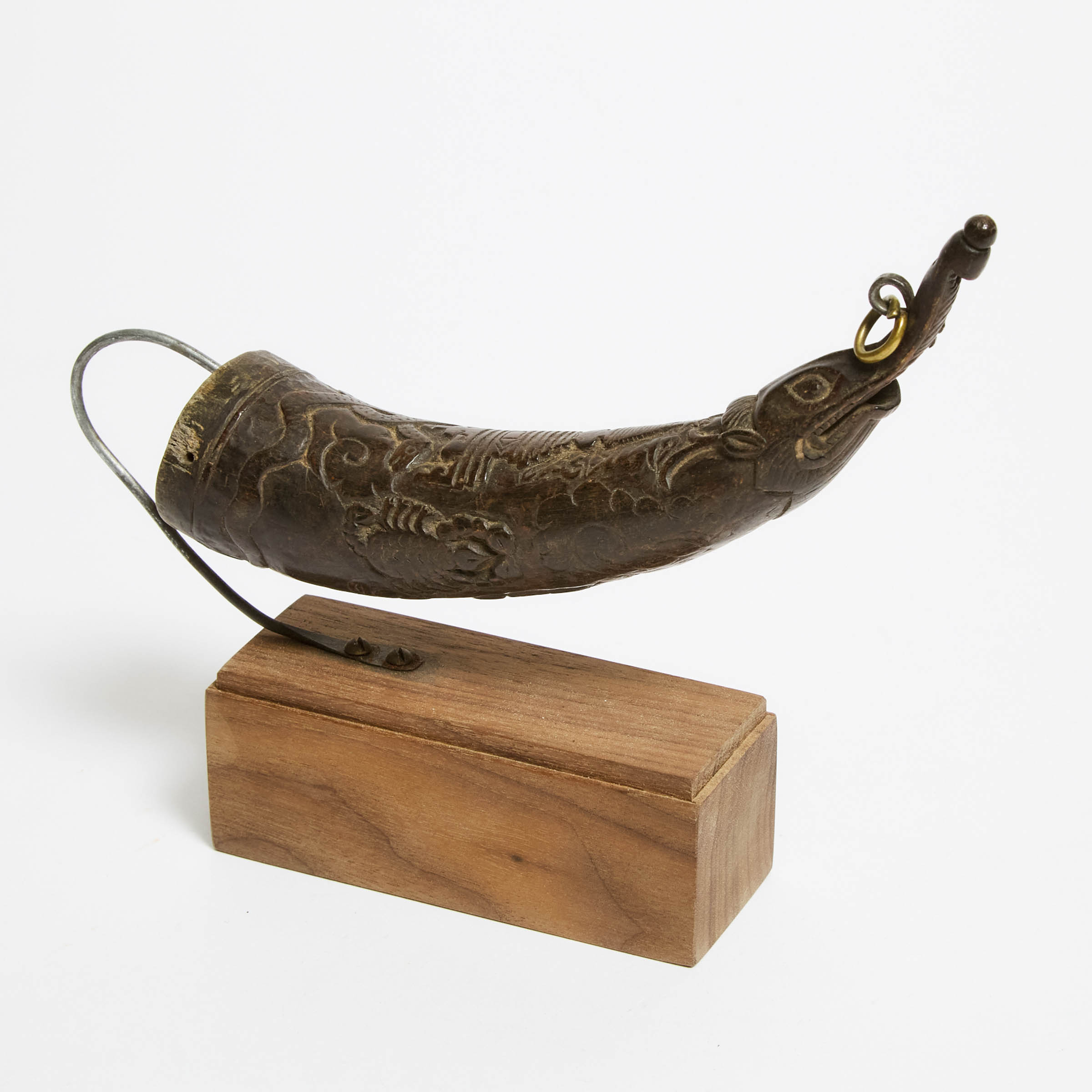 A Tibetan Ritual Horn Seed Dispenser,