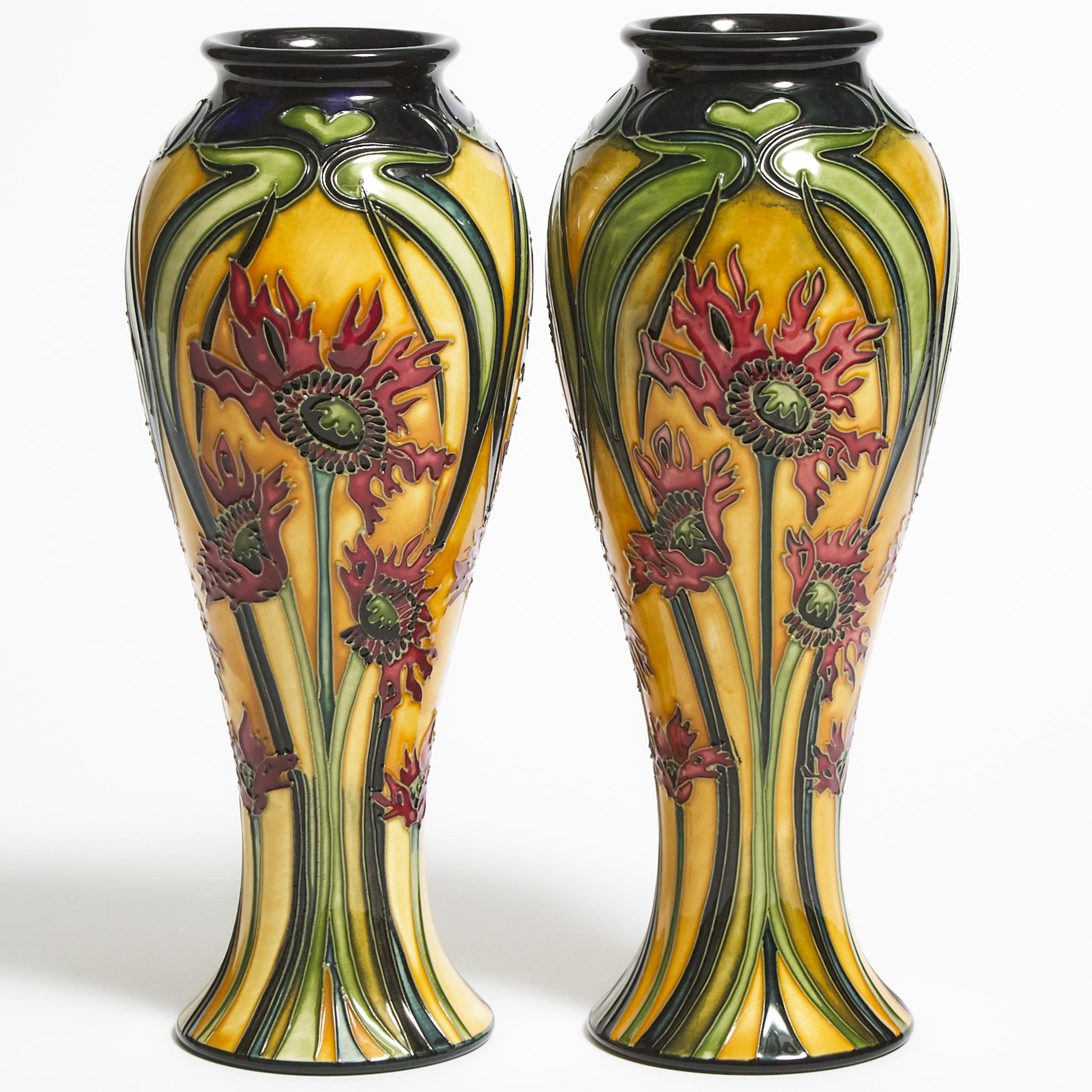 Pair of Moorcroft Ragged Poppy 2f2d2c