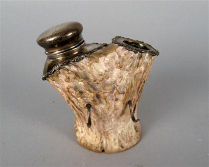 Horn and sterling silver mounted inkwell