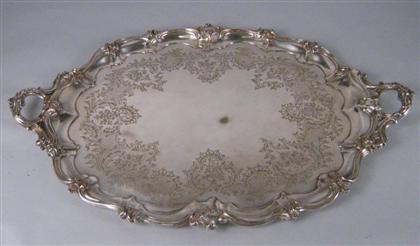 English silver plate tray    late 19th/early