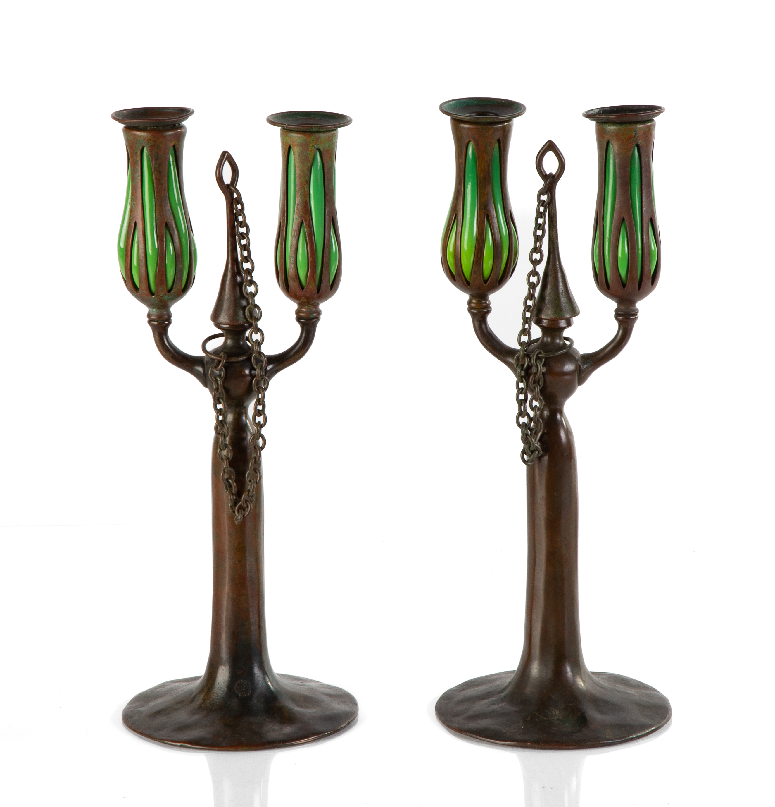 TIFFANY STUDIOS, PAIR OF BLOWN-OUT