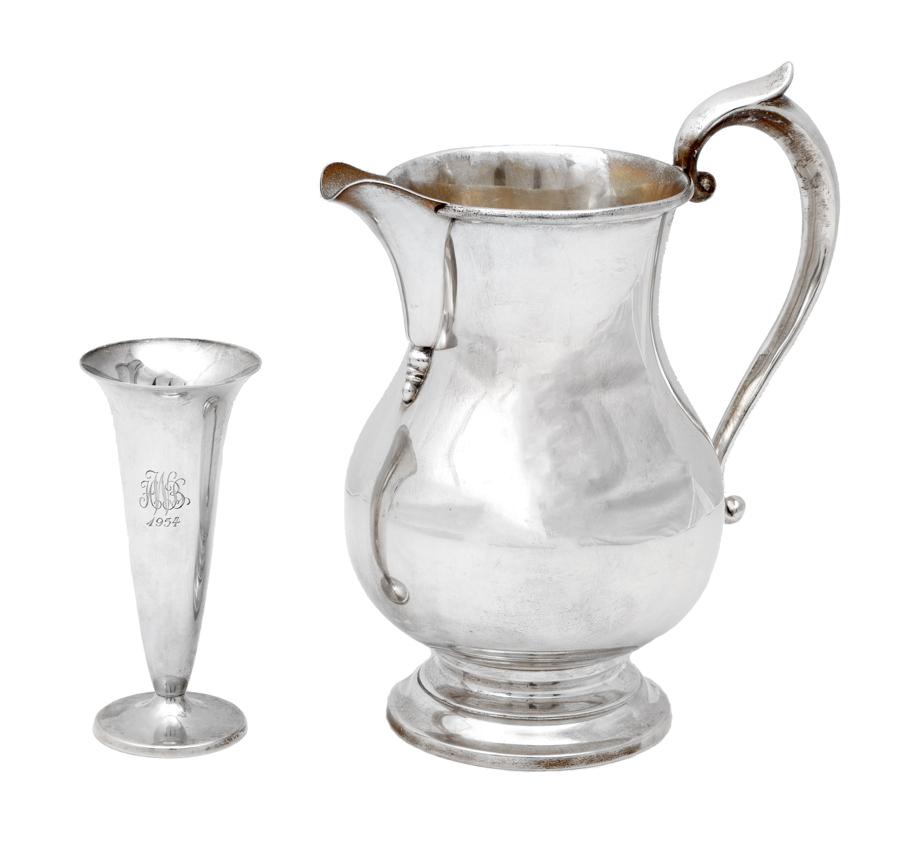 STERLING SILVER PITCHER AND VASE