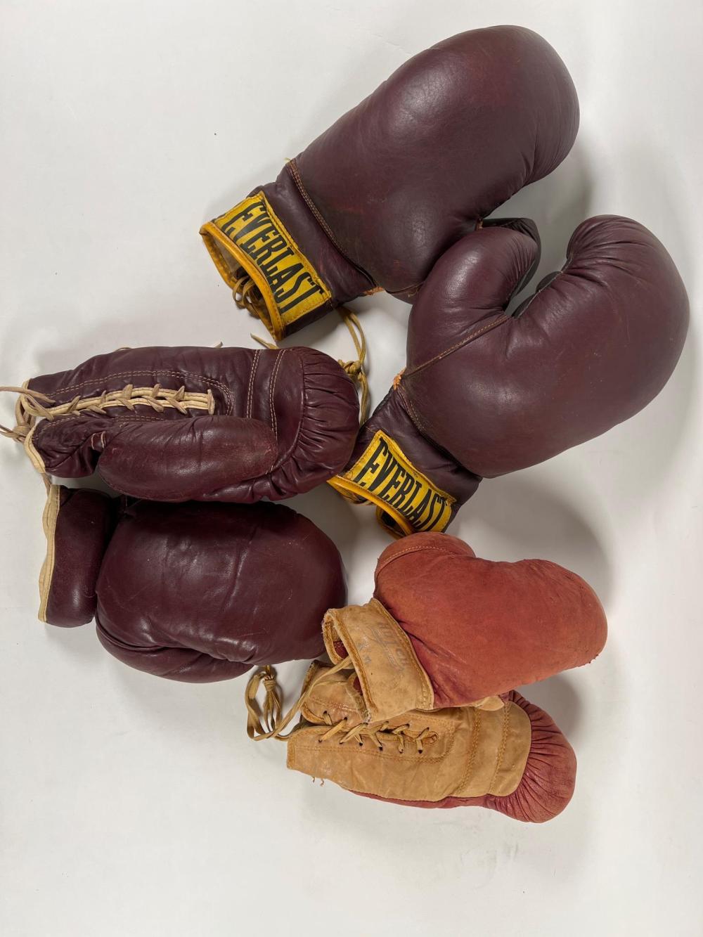 THREE PAIRS OF ANTIQUE LEATHER