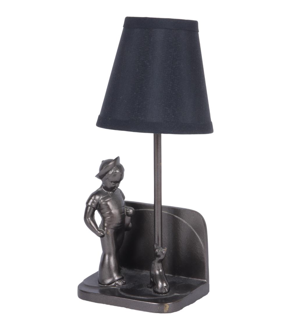 FRANKART ART DECO METAL BOOKEND LAMP