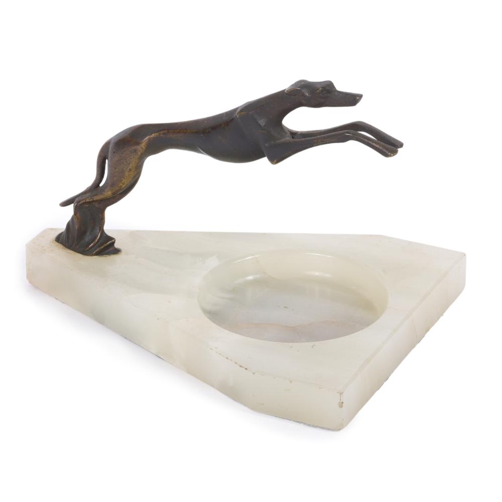 ART DECO STYLIZED GREYHOUND DOG BRONZE