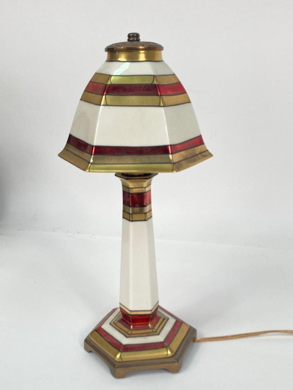 LENOX ART DECO PORCELAIN LAMP WITH