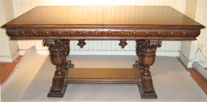 Carved oak library table The 4b81b