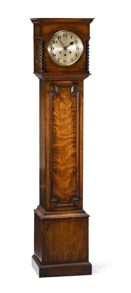 English oak cased grandmother clock