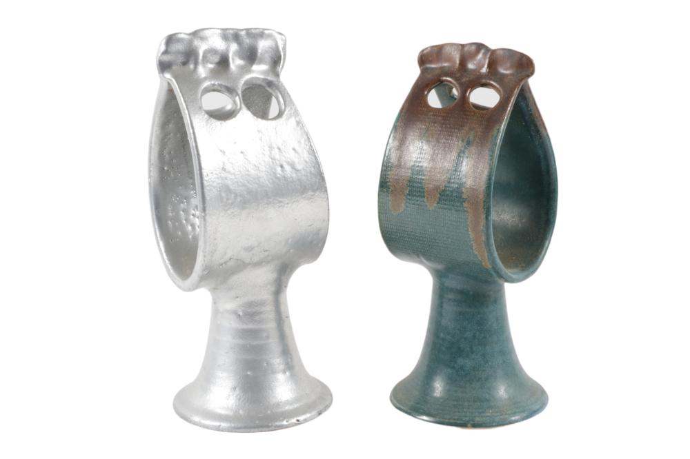 TWO PIGEON FORGE CANDLEHOLDERS,