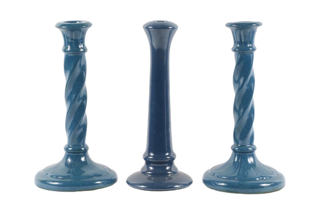 THREE CANDLESTICKS, 10” T X 5”