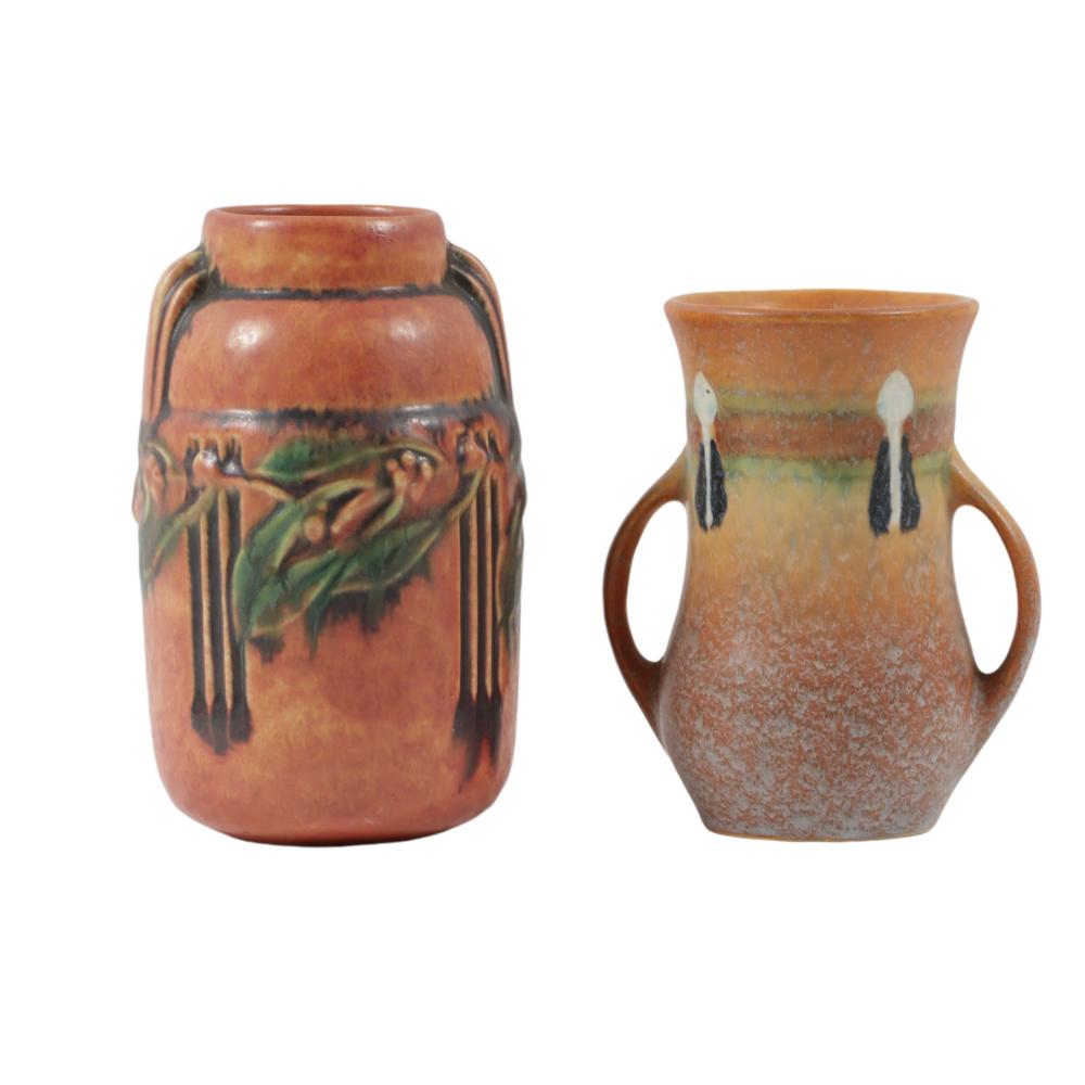 ROSEVILLE ART POTTERY 2PC GROUP: