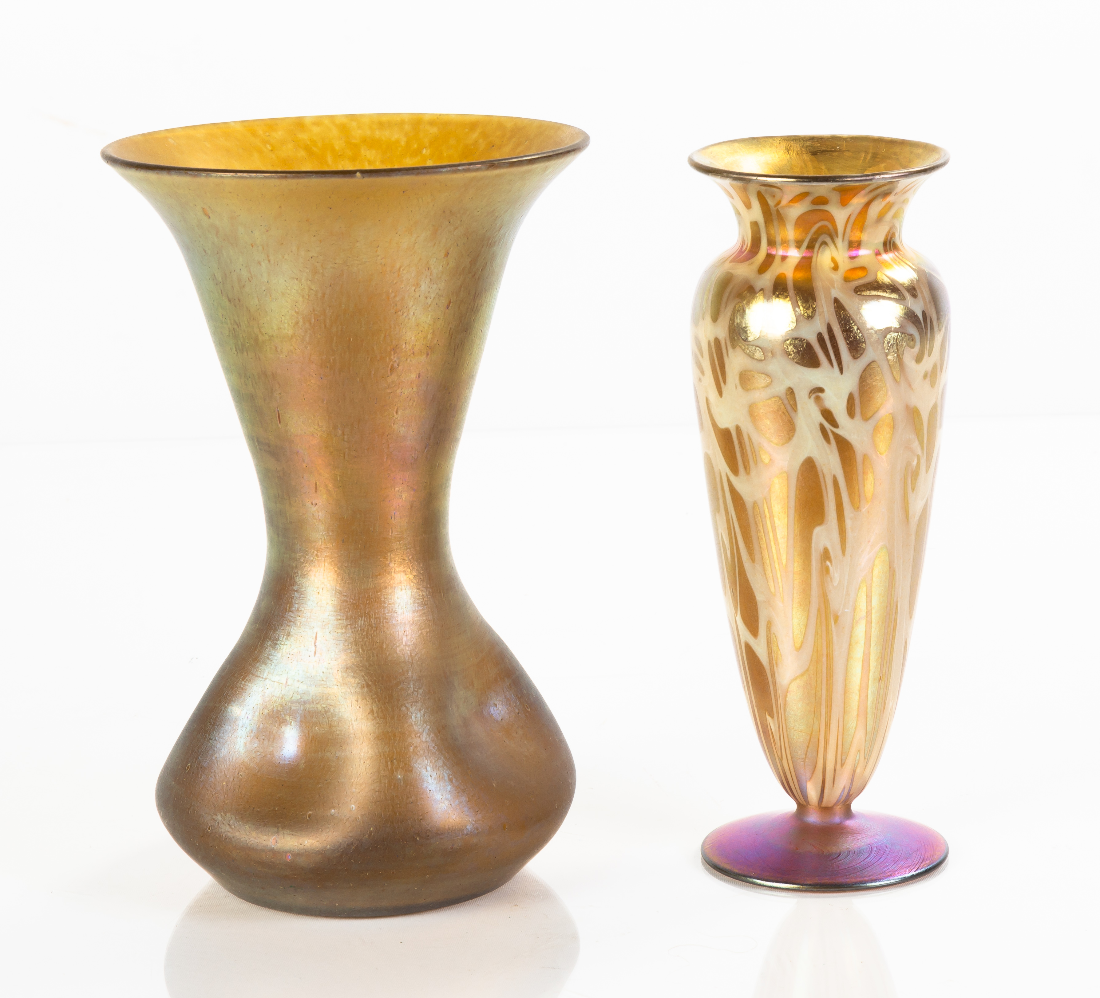 (2) ART GLASS VASES Early 20th