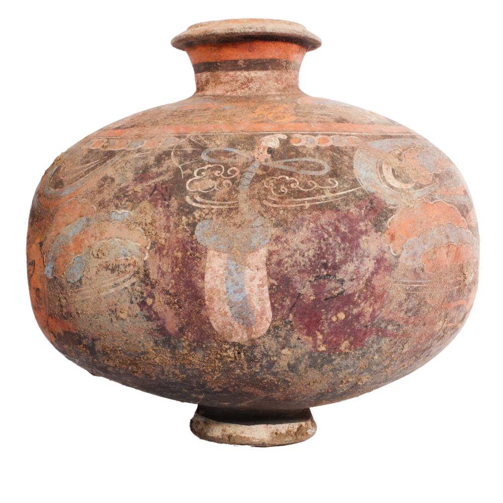 CHINESE HAN DYNASTY PAINTED POLYCHROME