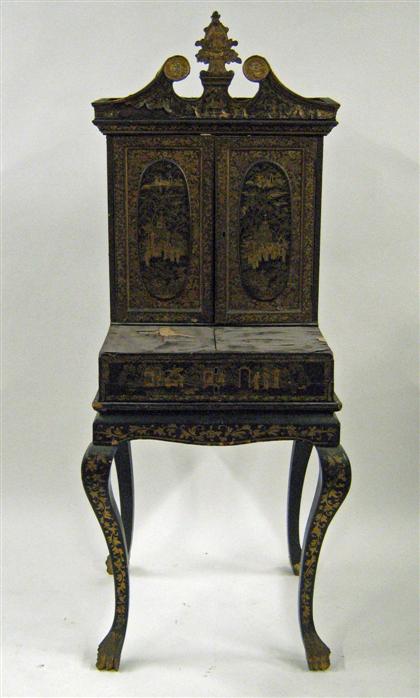 Ebonized and japanned lacquer cabinet