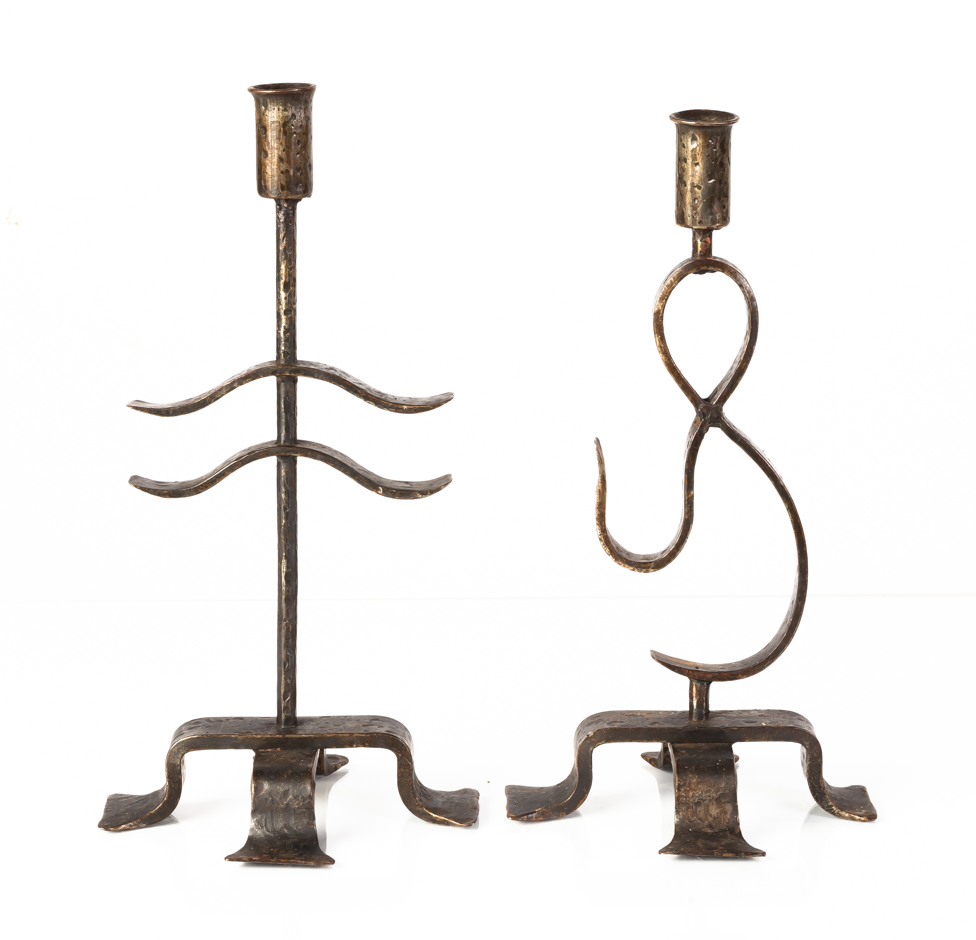 MODERNIST CANDLESTICKS Cast iron/steel.