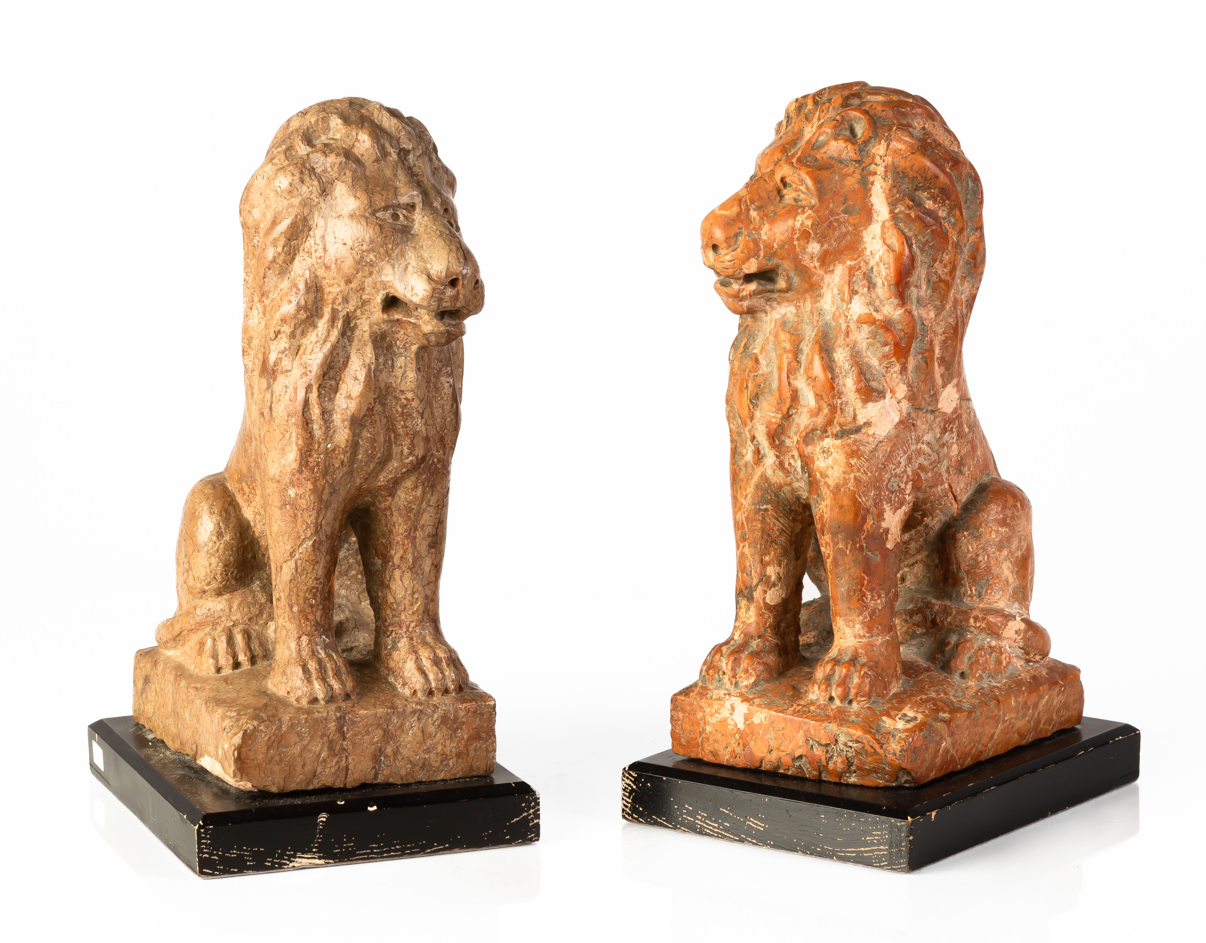 PAIR OF CARVED STONE LIONS Circa 19th/20th