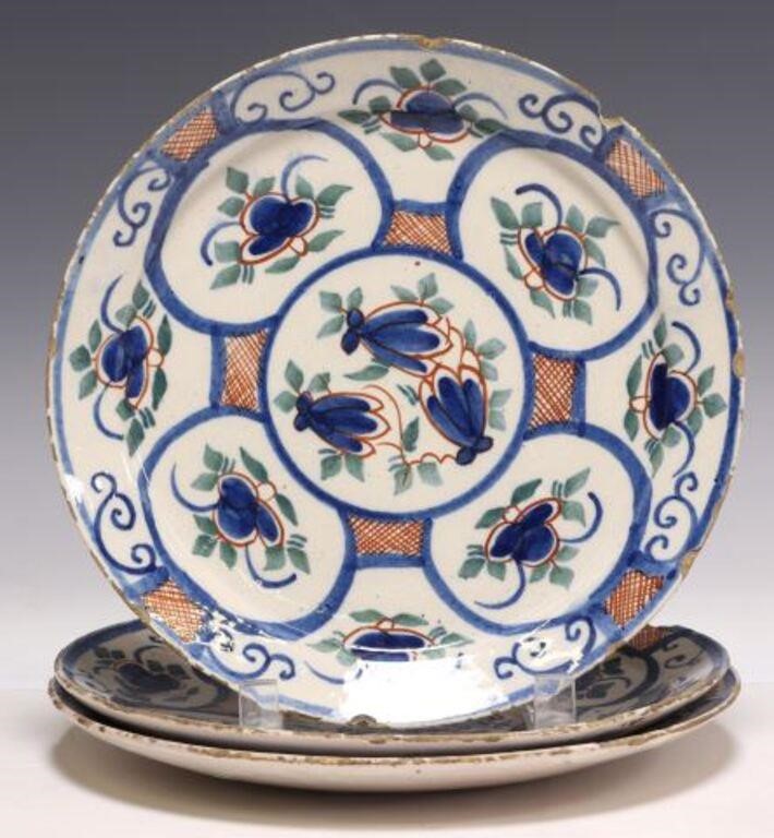 (3) DELFT POLYCHROME TIN-GLAZED