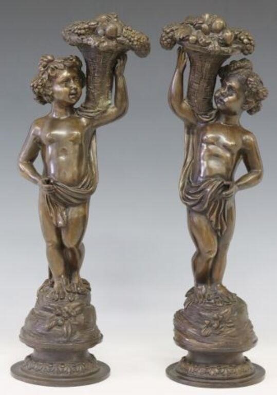  2 BRONZE SCULPTURES PUTTI WITH 2f5d48