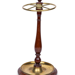 A Victorian Brass and Walnut Umbrella