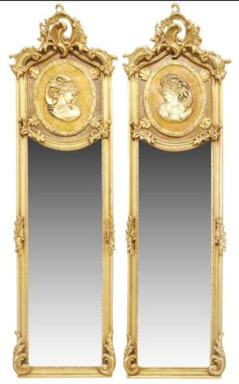  2 LOUIS XV SYTLE GILTWOOD BEVELED 2f5dca