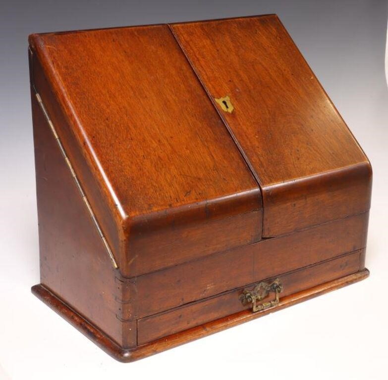 ENGLISH MAHOGANY SLANT-FRONT CORRESPONDENCE