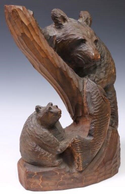 BLACK FOREST STYLE CARVED WOOD BEARS