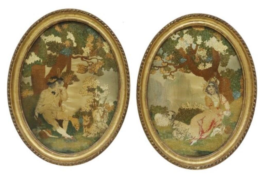  2 ENGLISH NEEDLEWORK SHEPHERD 2f5e12