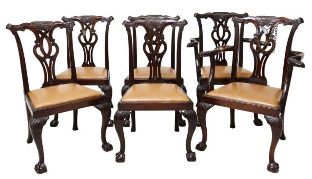 (6) CHIPPENDALE STYLE MAHOGANY