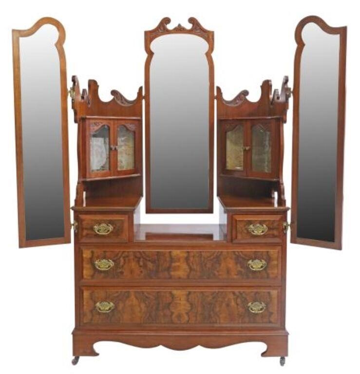 VICTORIAN WALNUT TRIPLE-MIRROR DRESSING