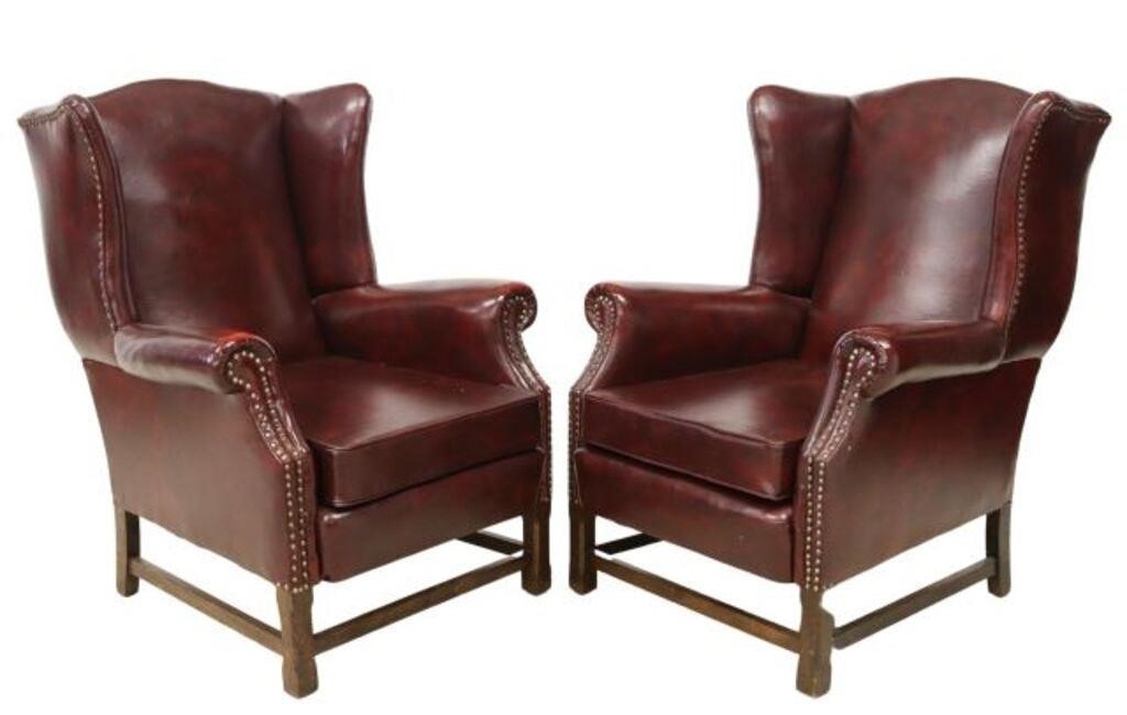  2 CHIPPENDALE STYLE LEATHER WINGBACK 2f5e37