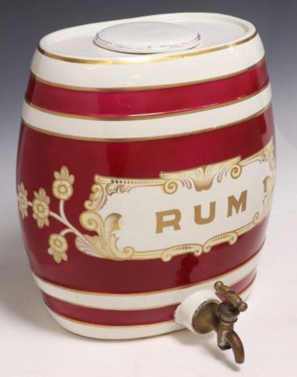 ENGLISH CERAMIC RUM BARREL DISPENSERGlazed