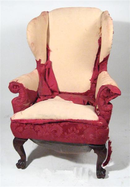 Queen Anne-style upholstered mahogany