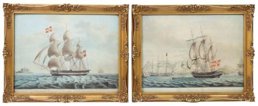  2 FRAMED PRINTS NAVAL BATTLE 2f5e9c