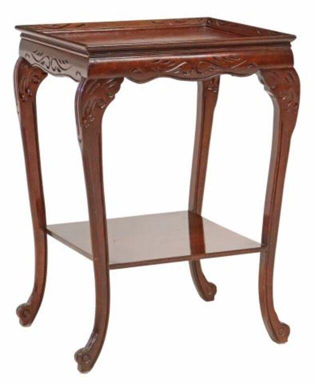 LEATHER-TOP MAHOGANY TWO-TIER SIDE