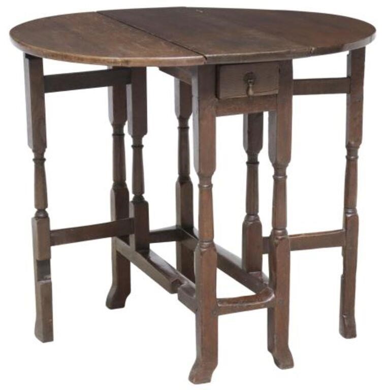 ENGLISH OAK DROP LEAF SIDE TABLE WITH