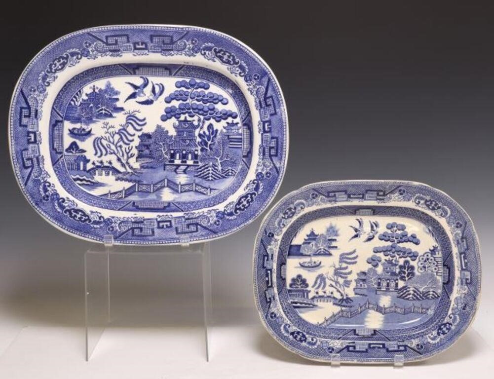 (2) ENGLISH STAFFORDSHIRE BLUE