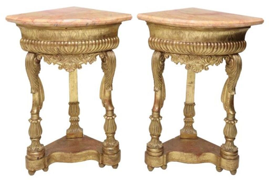  2 NEOCLASSICAL MARBLE TOP GILTWOOD 2f5f58