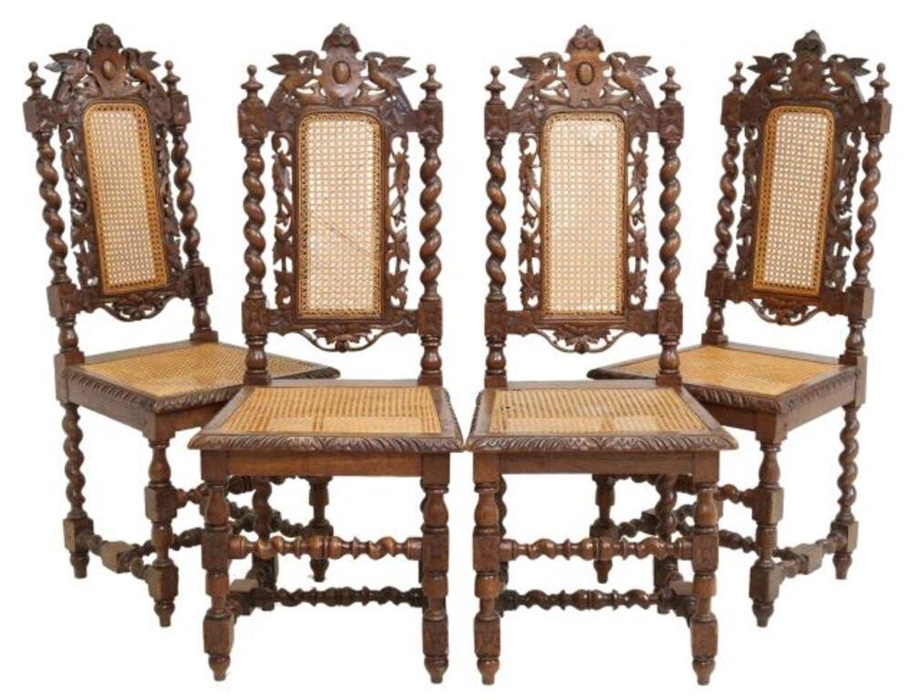 (4) FRENCH HENRI II STYLE CARVED