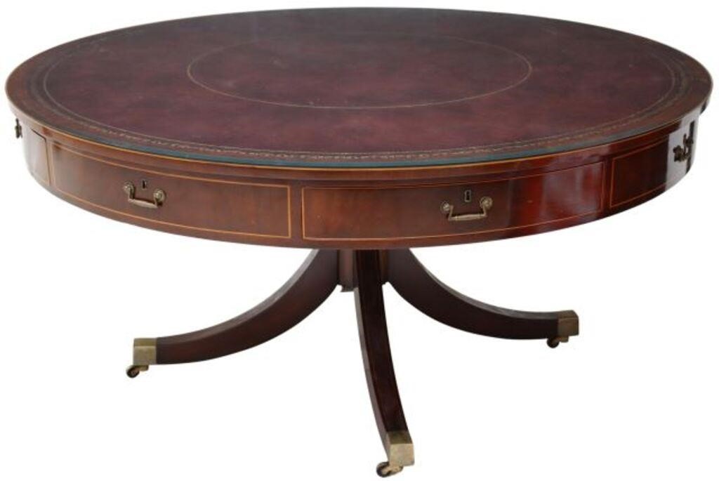 REGENCY STYLE LEATHER-TOP MAHOGANY