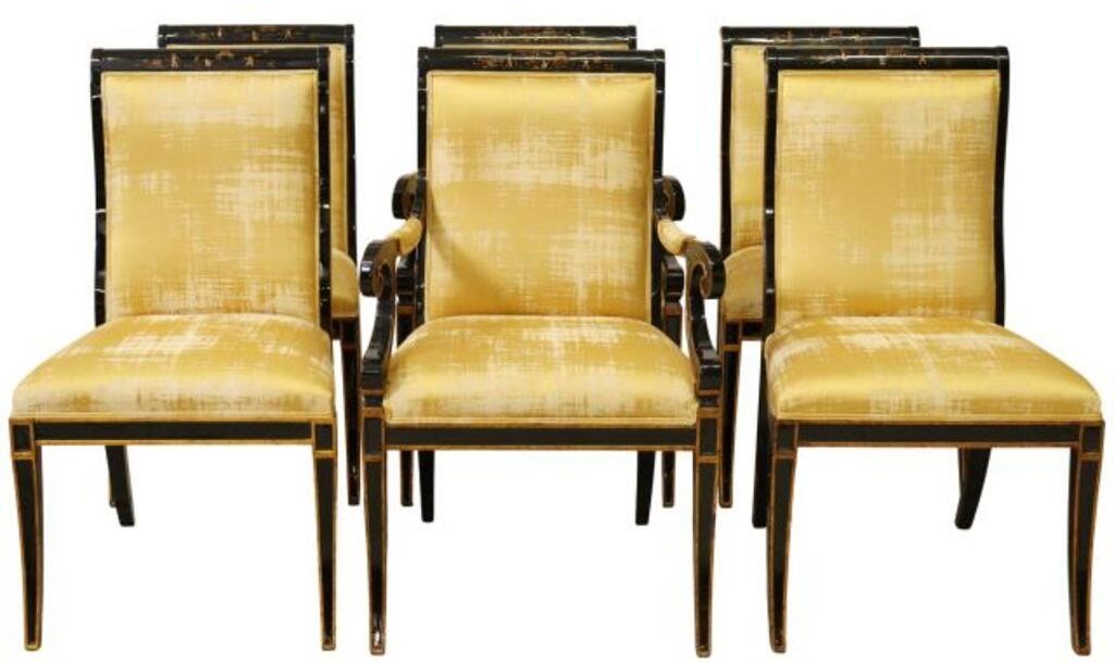 (6) REGENCY STYLE CHINOISERIE BLACK